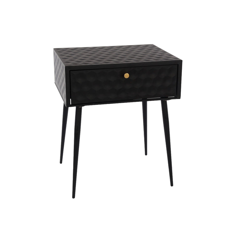 Options Saturn Metal 1 Drawer Bedside Cabinet, Black With Gold Handle  Black Gold (Self Assembly) (DHD)