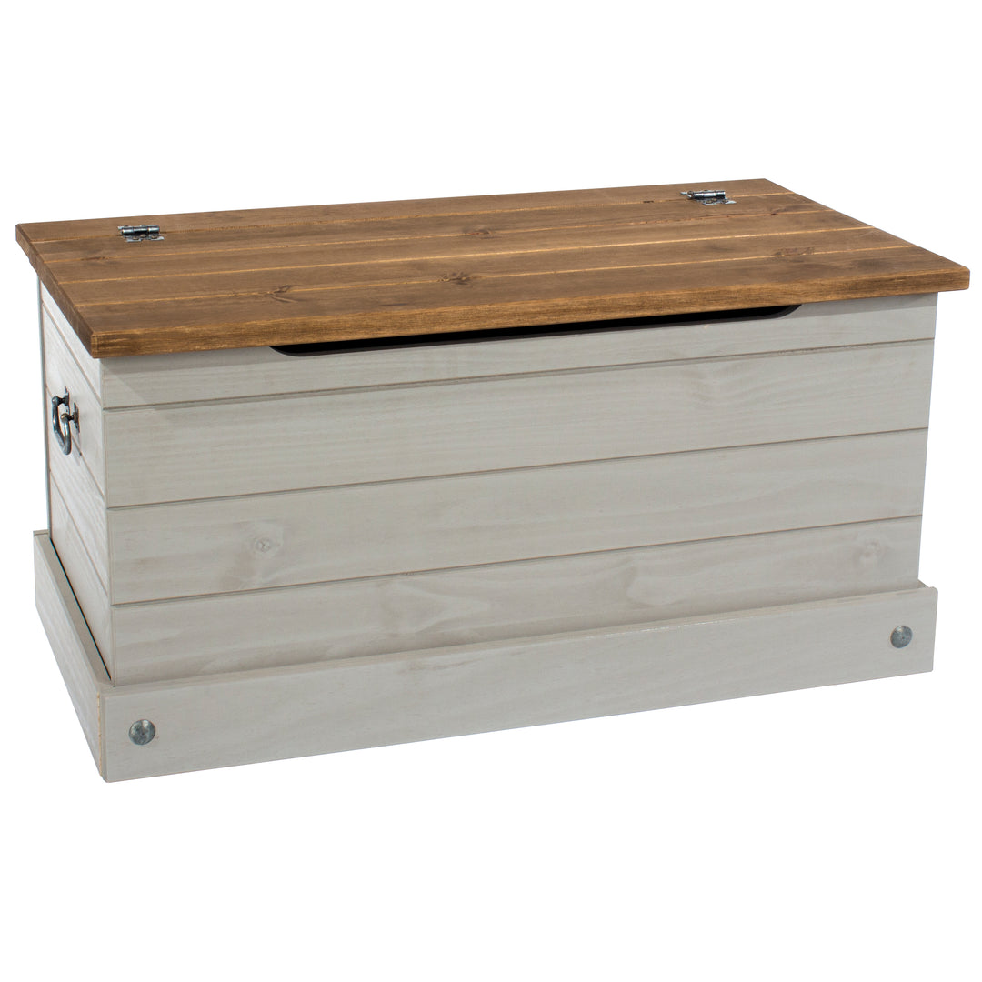 Corona Grey Storage Trunk Grey Wax Antique Waxed Pine (DHD) Image 3