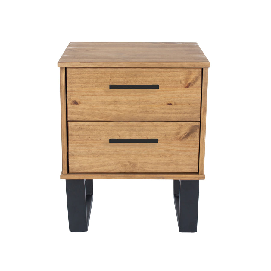 Texas 2 Drawer Bedside Cabinet Antique Waxed Pine Black (DHD) Image 1