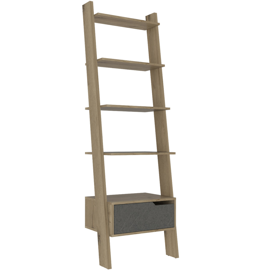 Manhattan Ladder Bookcase Bleached Pine Grey Stone (DHD) Image 1