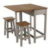 Corona Grey Breakfast Drop Leaf Table & 2 Stools Set Grey Wax Antique Waxed Pine (DHD) Image 4