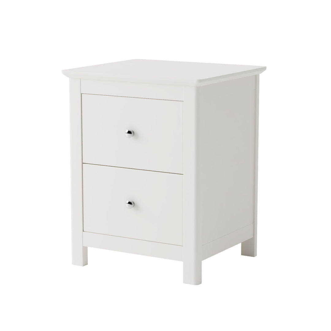 Nairn White 2 Drawer Bedside Cabinet White  (Self Assembly) (DHD)