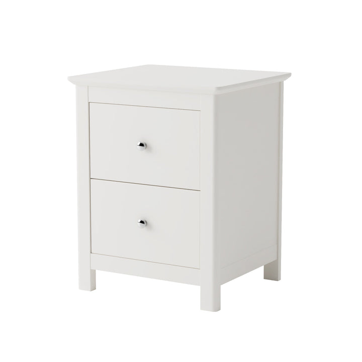 Nairn White 2 Drawer Bedside Cabinet White  (Self Assembly) (DHD)