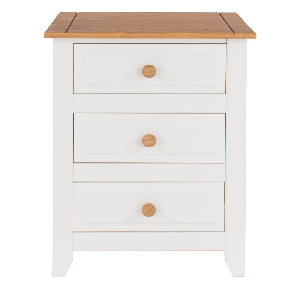 Capri 3 Drawer Bedside Cabinet White Antique Waxed Pine (DHD) Image 2