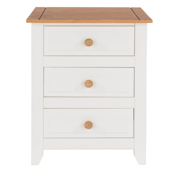 Capri 3 Drawer Bedside Cabinet White Antique Waxed Pine (DHD) Image 2