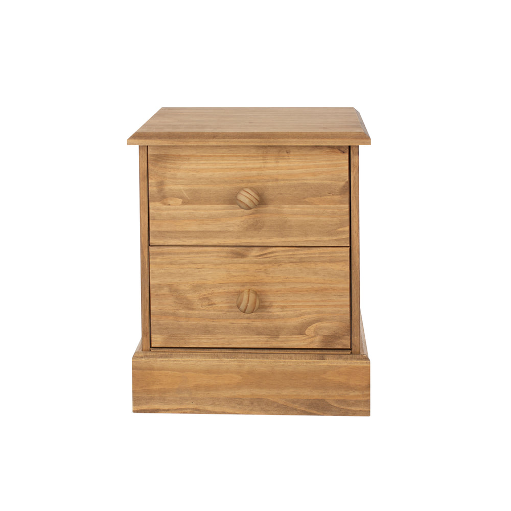 Cotswold 2 Drawer Bedside Cabinet Antique Waxed Pine  (DHD) Image 2