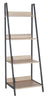Loft Home Office Ladder Bookcase Unit With Oak Effect And Grey Metal Frames Oak Grey (DHD) Image 1