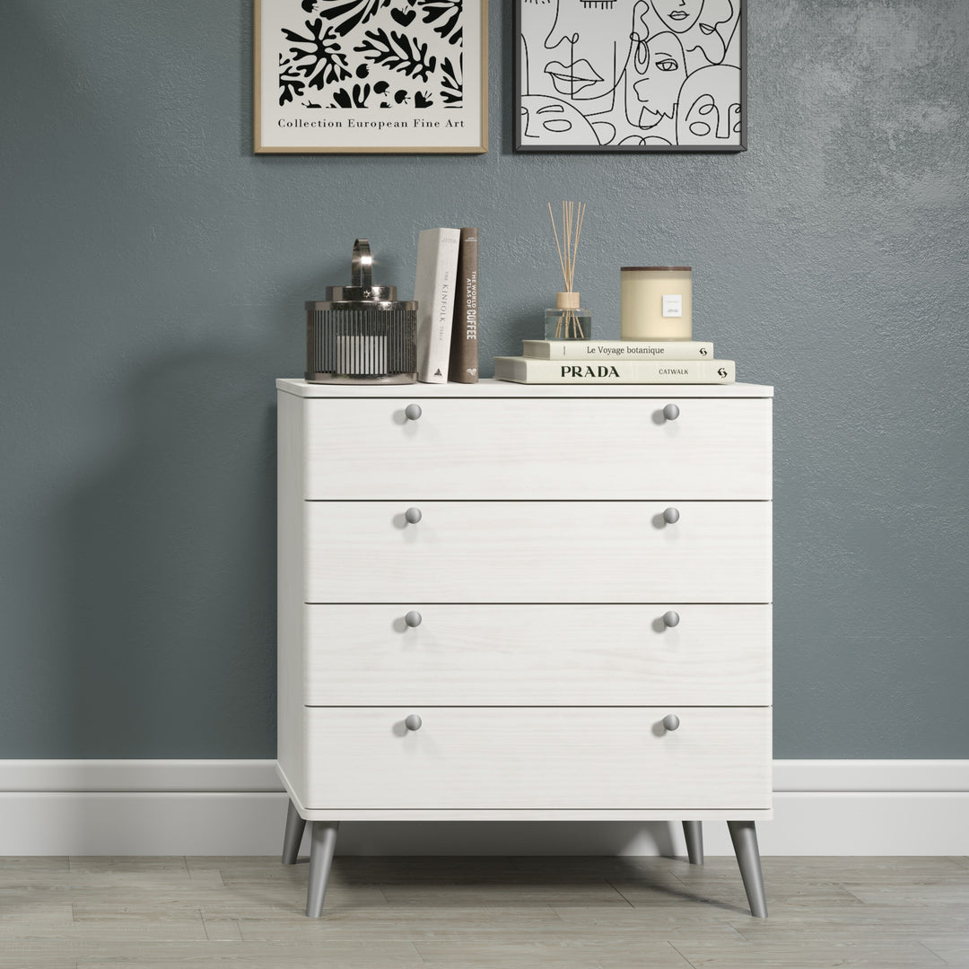Augusta Curve 4 Drawer Chest White Silver (DHD) Image 3