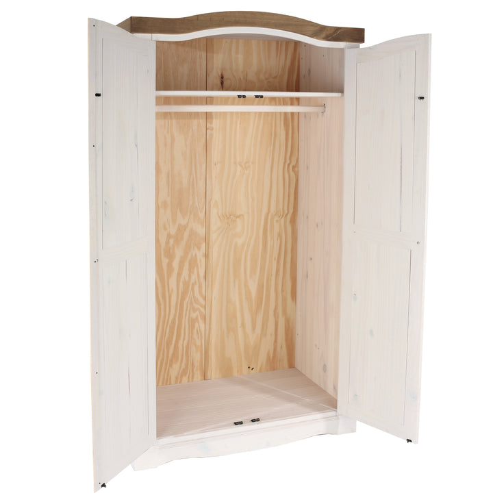 Corona White 2 Door Wardrobe  White Wax Antique Waxed Pine (DHD) Image 4