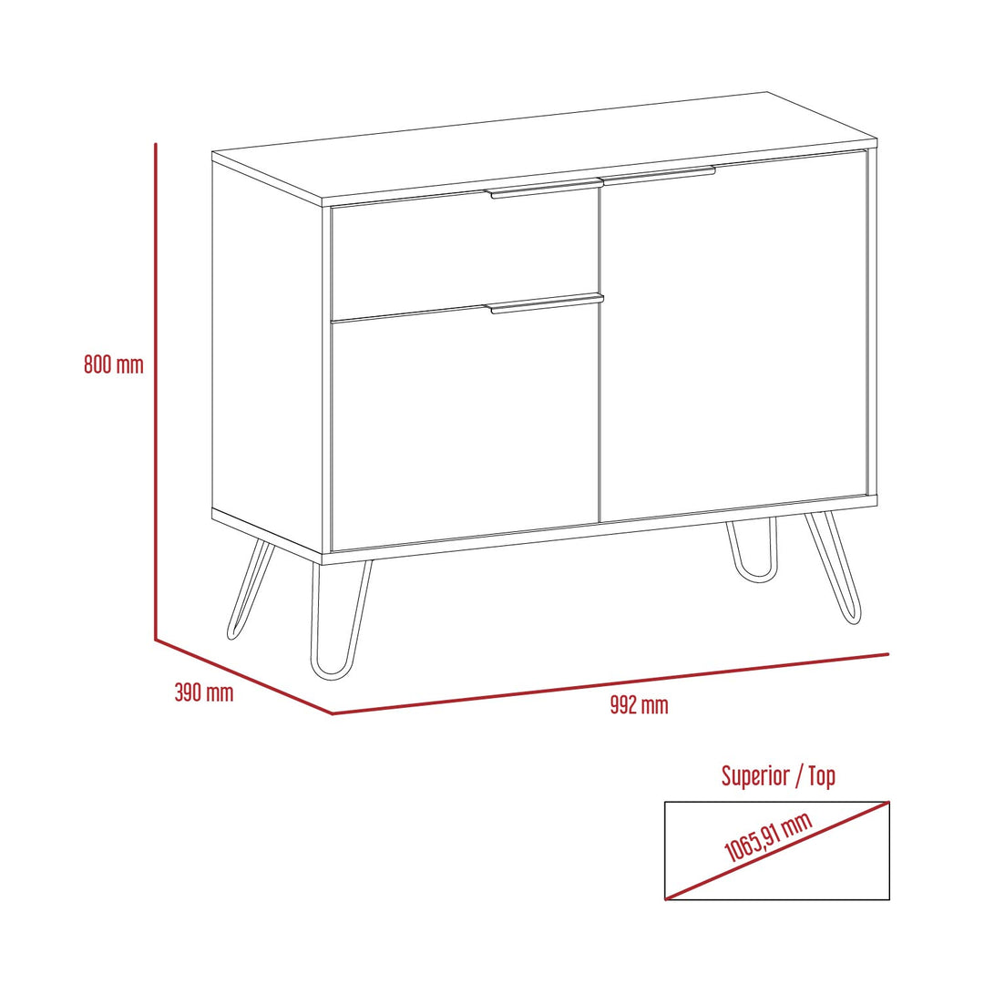 Vegas Small Sideboard With 2 Doors And Drawer Bleached Oak Grey (DHD) Image 6