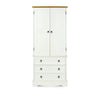 Corona White 2 Door, 3 Drawer Wardrobe White Wax Antique Waxed Pine (DHD) Image 2