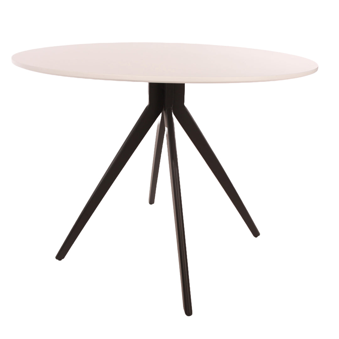 Aspen Round Dining Table, White Painted Top With Black Pedestal Leg Frame White Black (DHD) Image 3