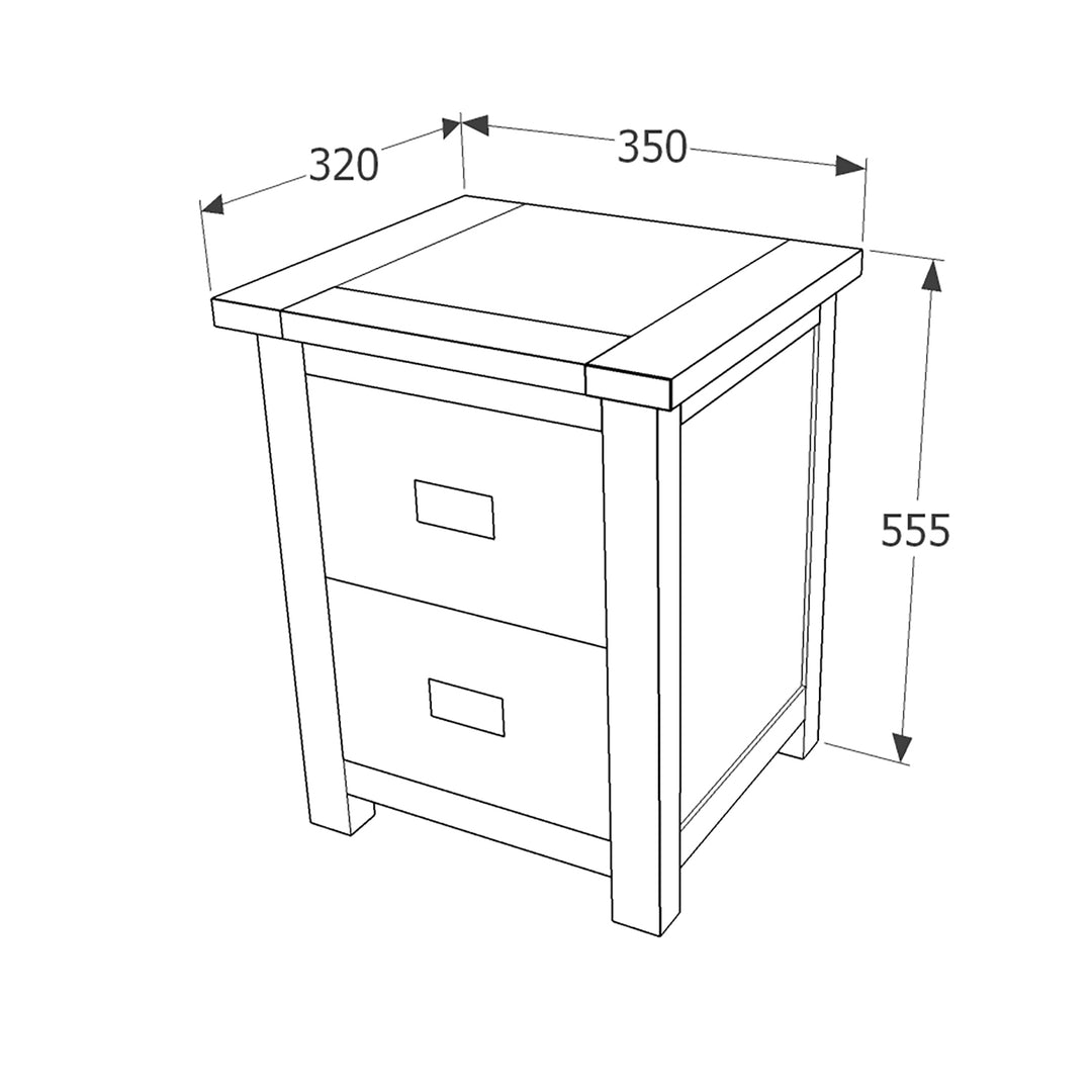 Dunkeld 2 Drawer Petite Bedside Cabinet Midnight Blue Antique Oak Effect Wax (DHD) Image 5