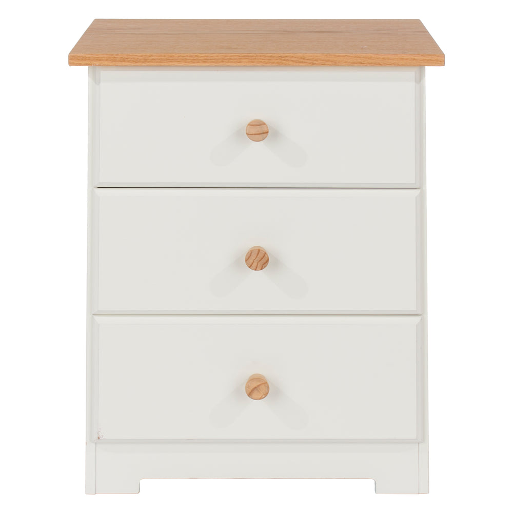 Colorado 3 Drawer Bedside Cabinet  Soft White Oak (DHD) Image 2