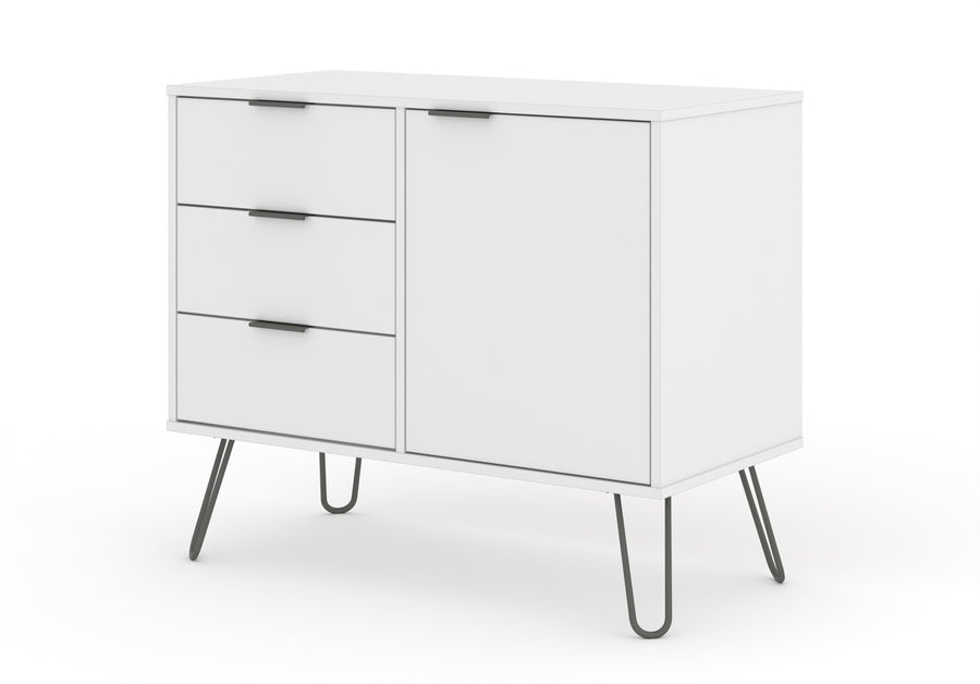 Augusta White Small Sideboard With 1 Door, 3 Drawers White    (DHD) Image 1