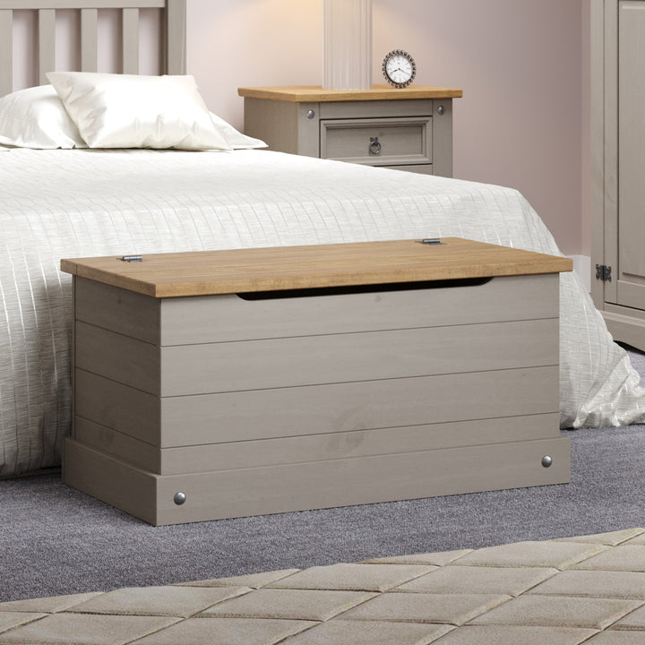 Corona Grey Storage Trunk Grey Wax Antique Waxed Pine (DHD) Image 5
