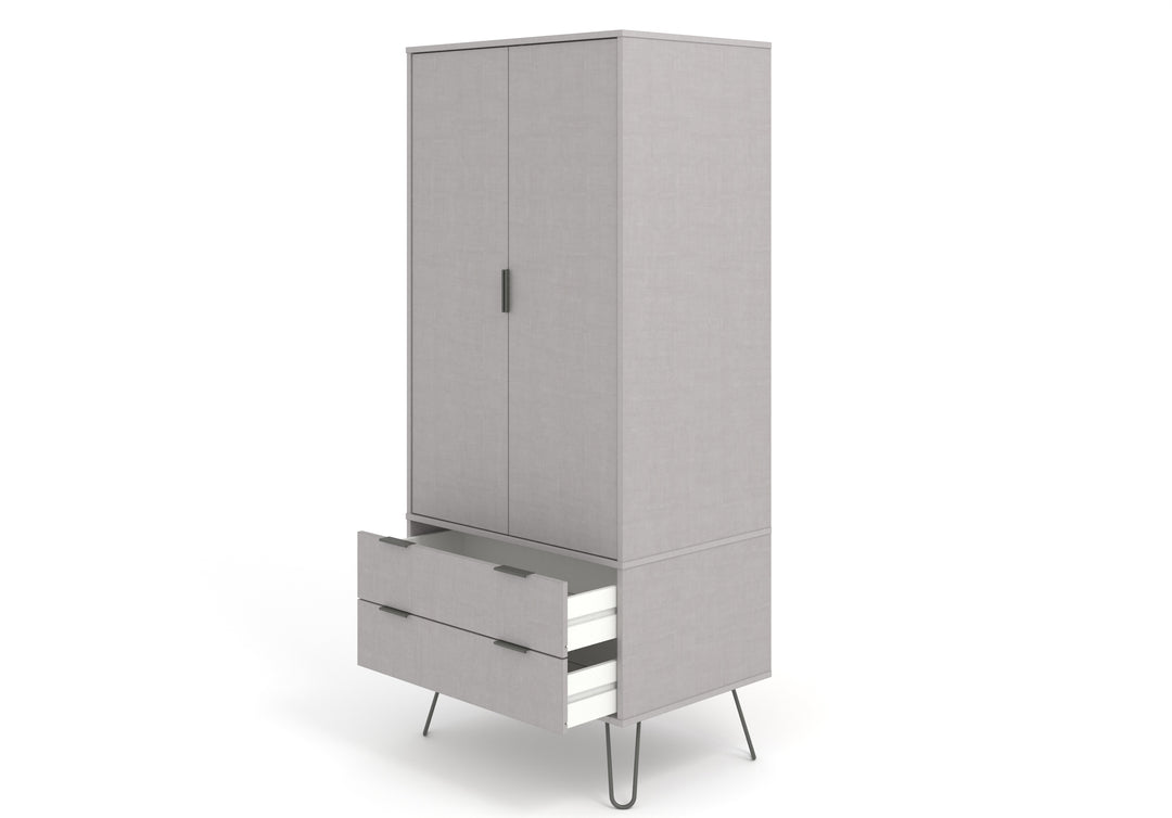 Augusta Grey 2 Door, 2 Drawer Wardrobe Grey   (DHD) Image 4