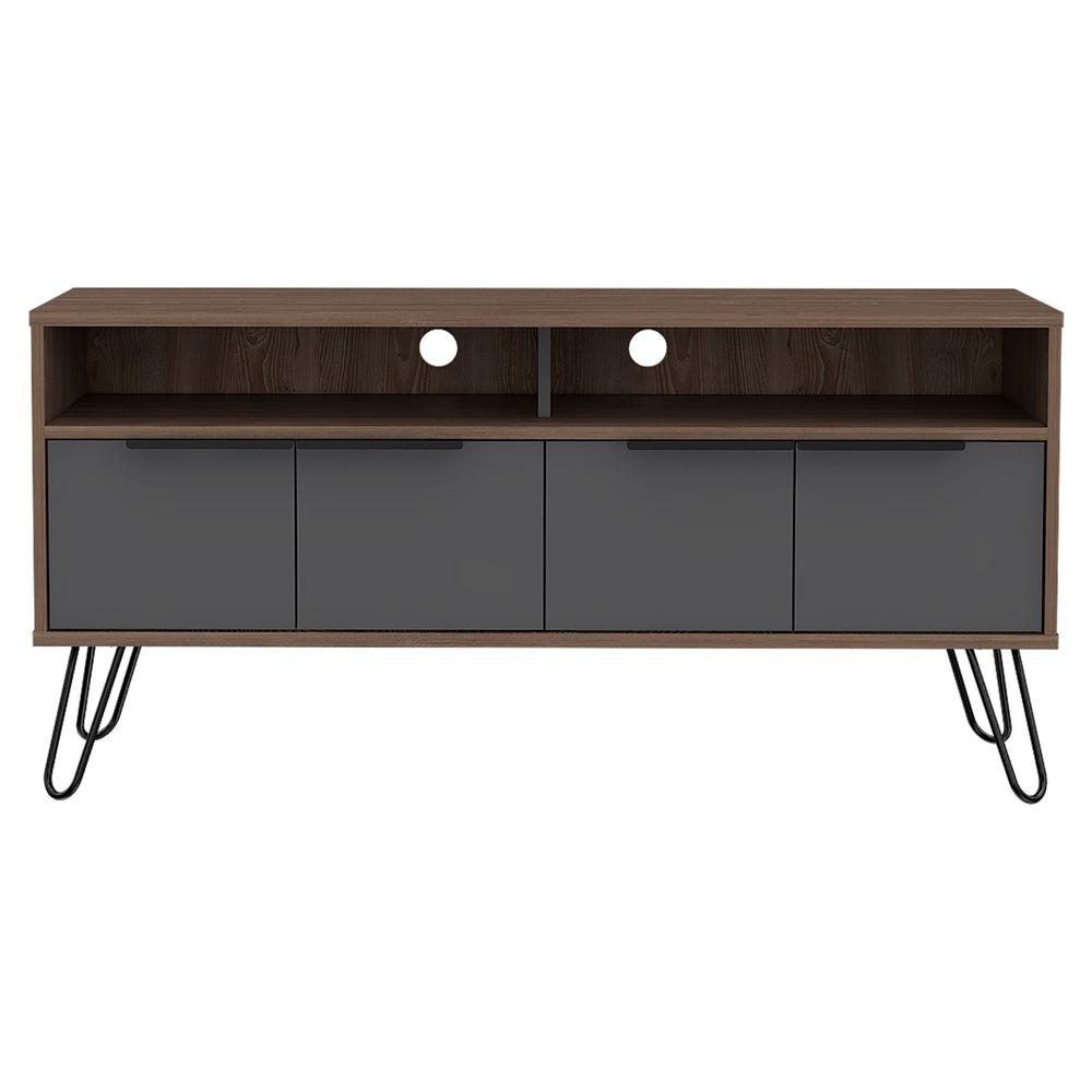 Vegas Wide Screen Tv Rack With 4 Doors Bleached Oak Grey (DHD) Image 2