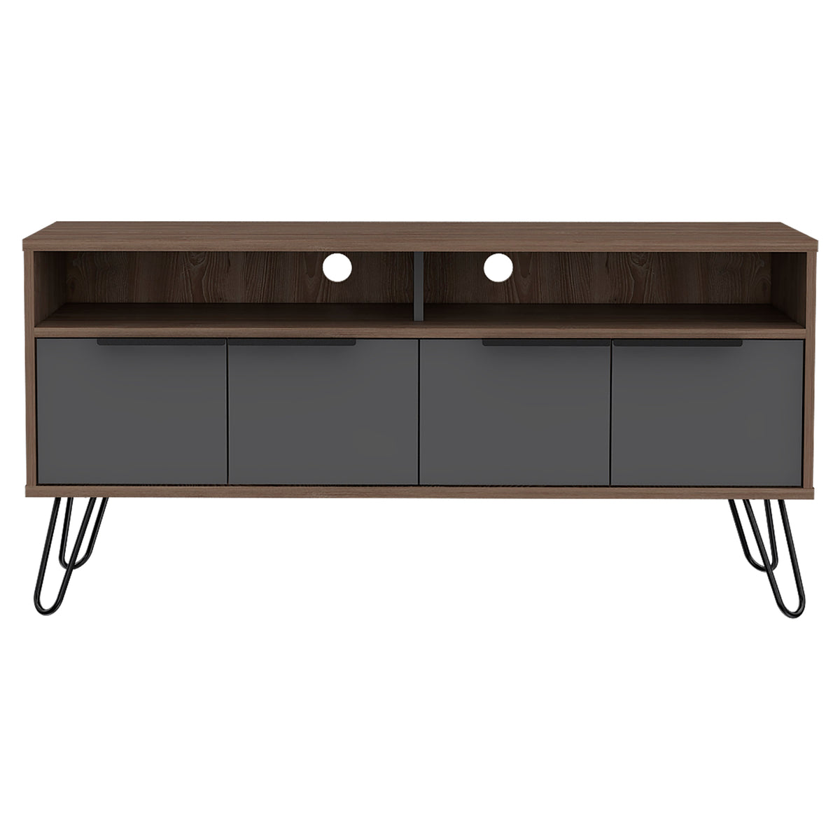 Vegas Wide Screen Tv Rack With 4 Doors Bleached Oak Grey (DHD) Image 2