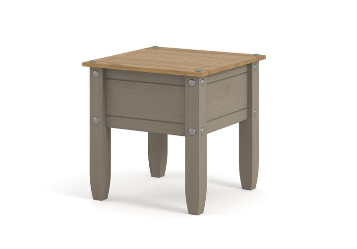Corona Grey Lamp Table Grey Wax Antique Waxed Pine (DHD) Image 1