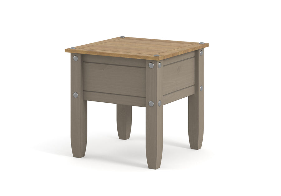 Corona Grey Lamp Table Grey Wax Antique Waxed Pine (DHD) Image 1