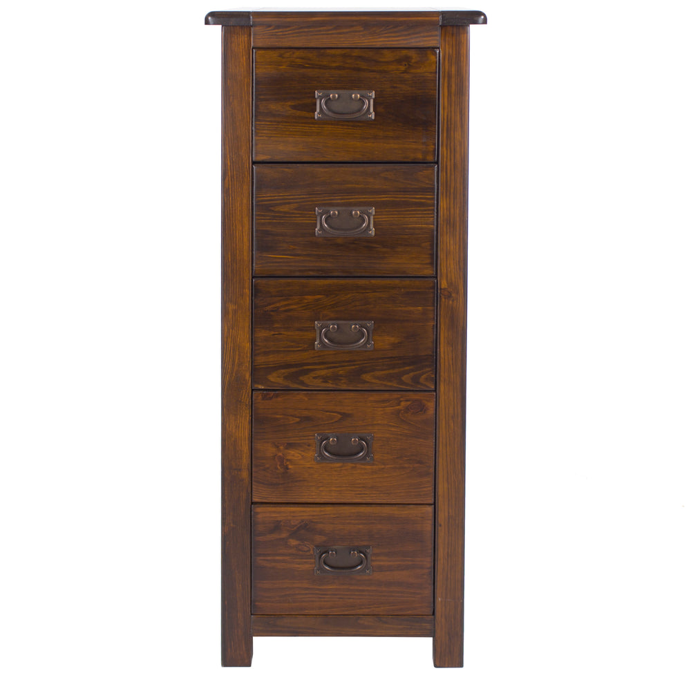 Boston 5 Drawer Narrow Chest Dark Brown  (DHD) Image 2