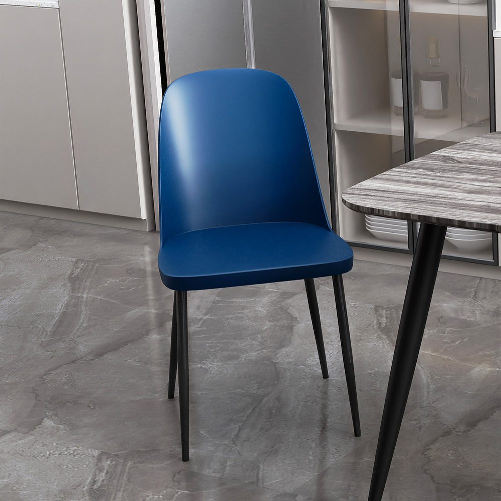 Aspen Duo Chair, Blue Plastic Seat With Black Metal Legs (Pair) Blue Black (DHD) Image 2