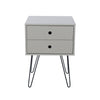 Options Grey Telford, Metal Leg 2 Drawer Bedside Cabinet Grey Black (DHD) Image 2
