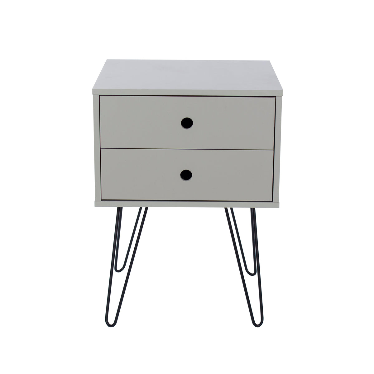 Options Grey Telford, Metal Leg 2 Drawer Bedside Cabinet Grey Black (DHD) Image 2