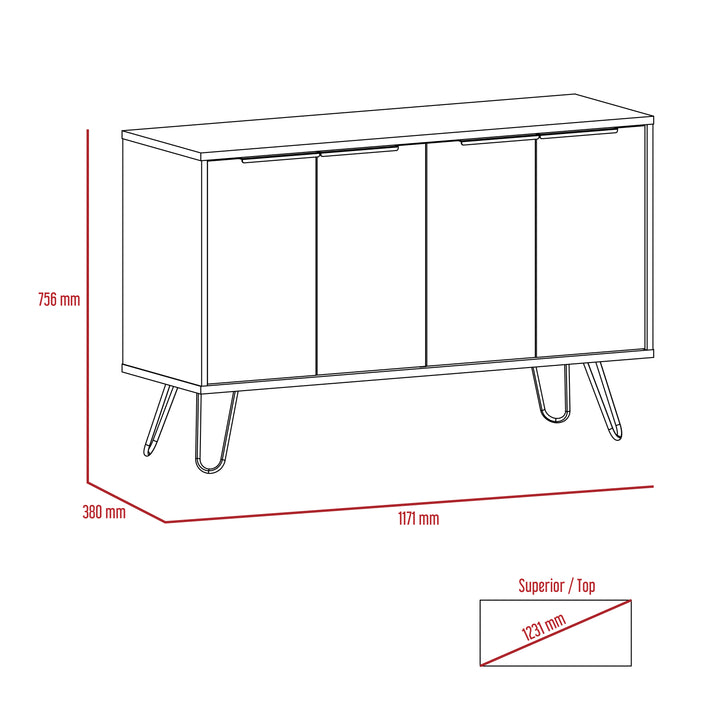 Nevada Large 4 Door Sideboard  Smoked Oak Bleached Grey Oak (DHD) Image 5