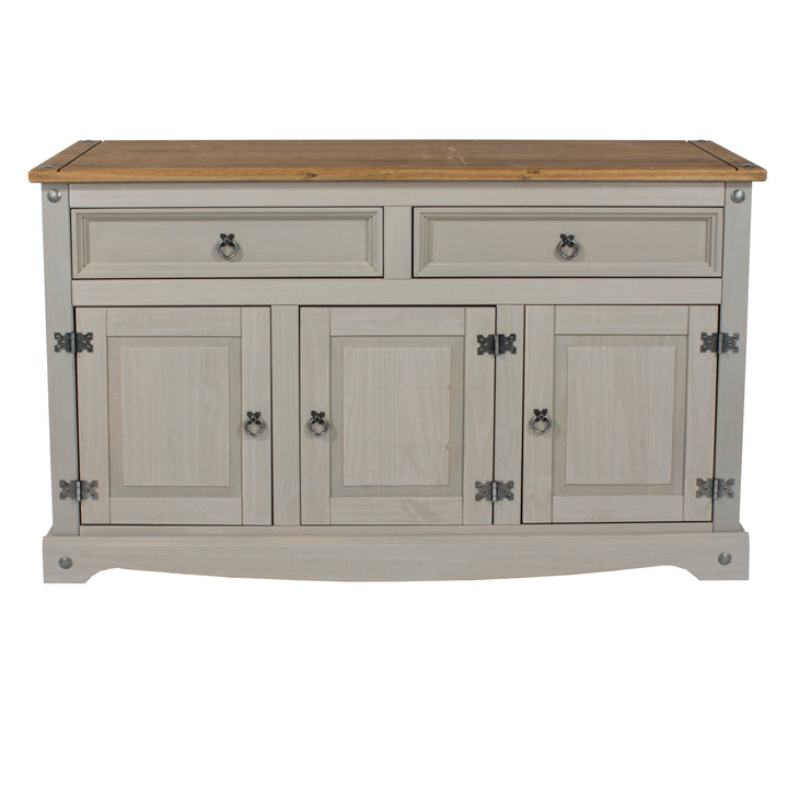 Corona Grey Medium Sideboard Grey Wax Antique Waxed Pine (DHD) Image 2