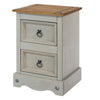 Corona Grey 2 Drawer Petite Bedside Cabinet Grey Wax Antique Waxed Pine (DHD) Image 1