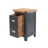 Dunkeld 2 Drawer Petite Bedside Cabinet Midnight Blue Antique Oak Effect Wax (DHD) Image 4
