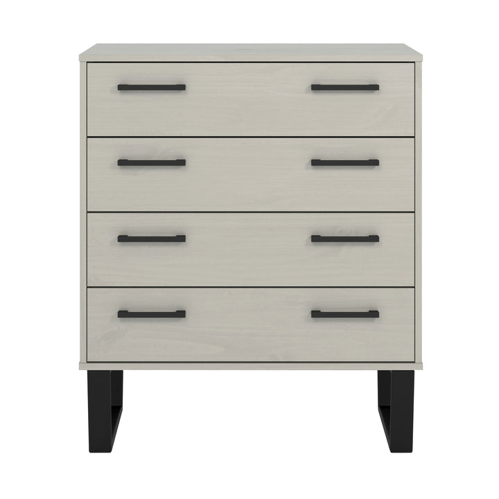 Texas 4 Drawer Chest Of Drawers Grey Waxed Pine Black (DHD) Image 2