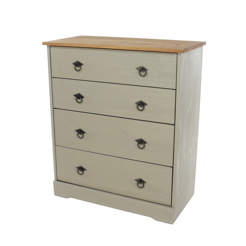 Corona Classic 4 Drawer Chest Of Drawers Grey Antique (Self Assembly) (DHD)