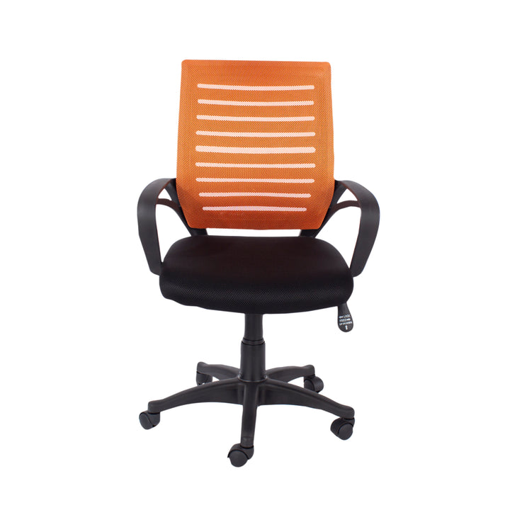 Loft Home Office Study Chair With Arms, Orange Mesh Back, Black Fabric Seat & Black Base Black Orange (DHD) Image 2