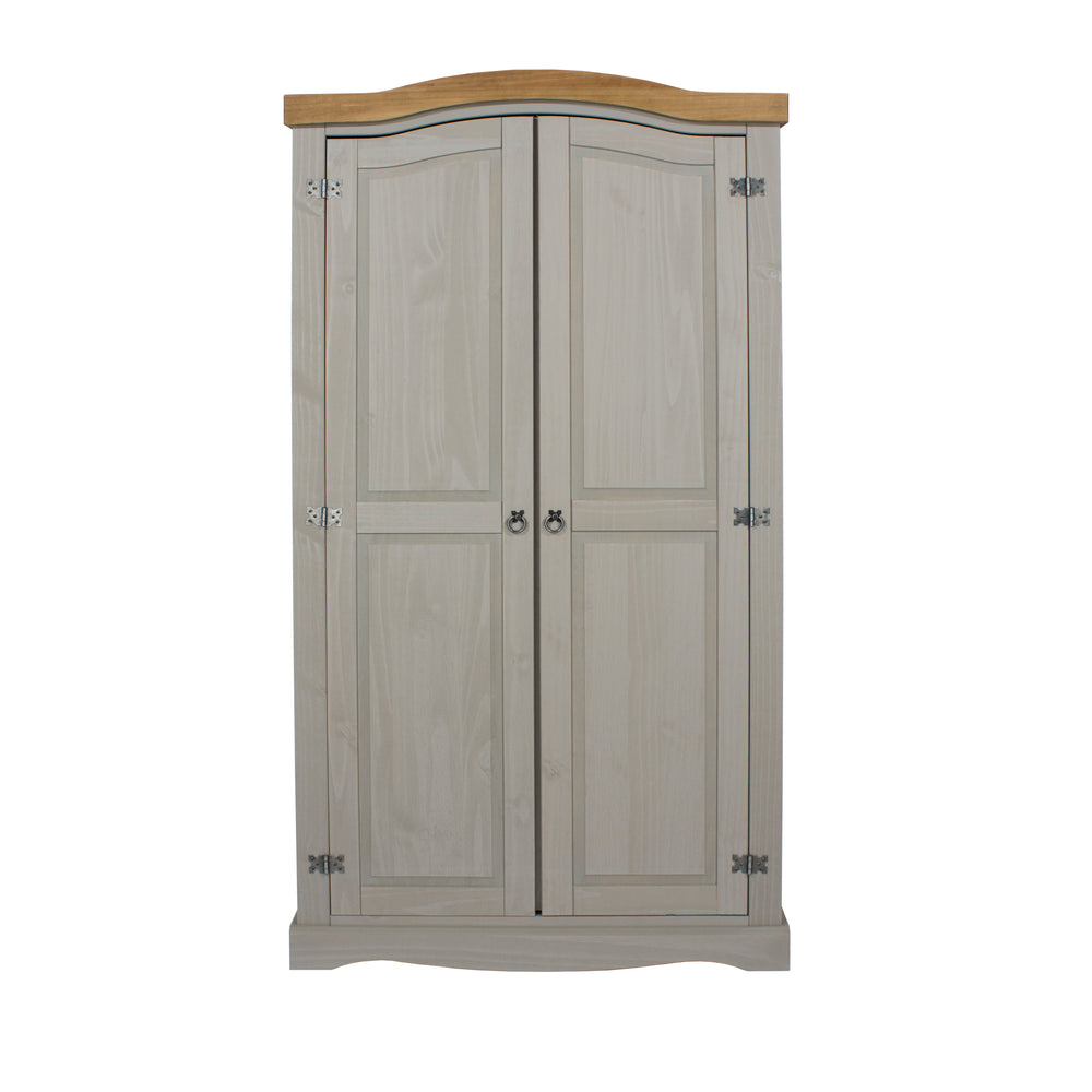 Corona Grey 2 Door Wardrobe  Grey Wax Antique Waxed Pine (DHD) Image 2