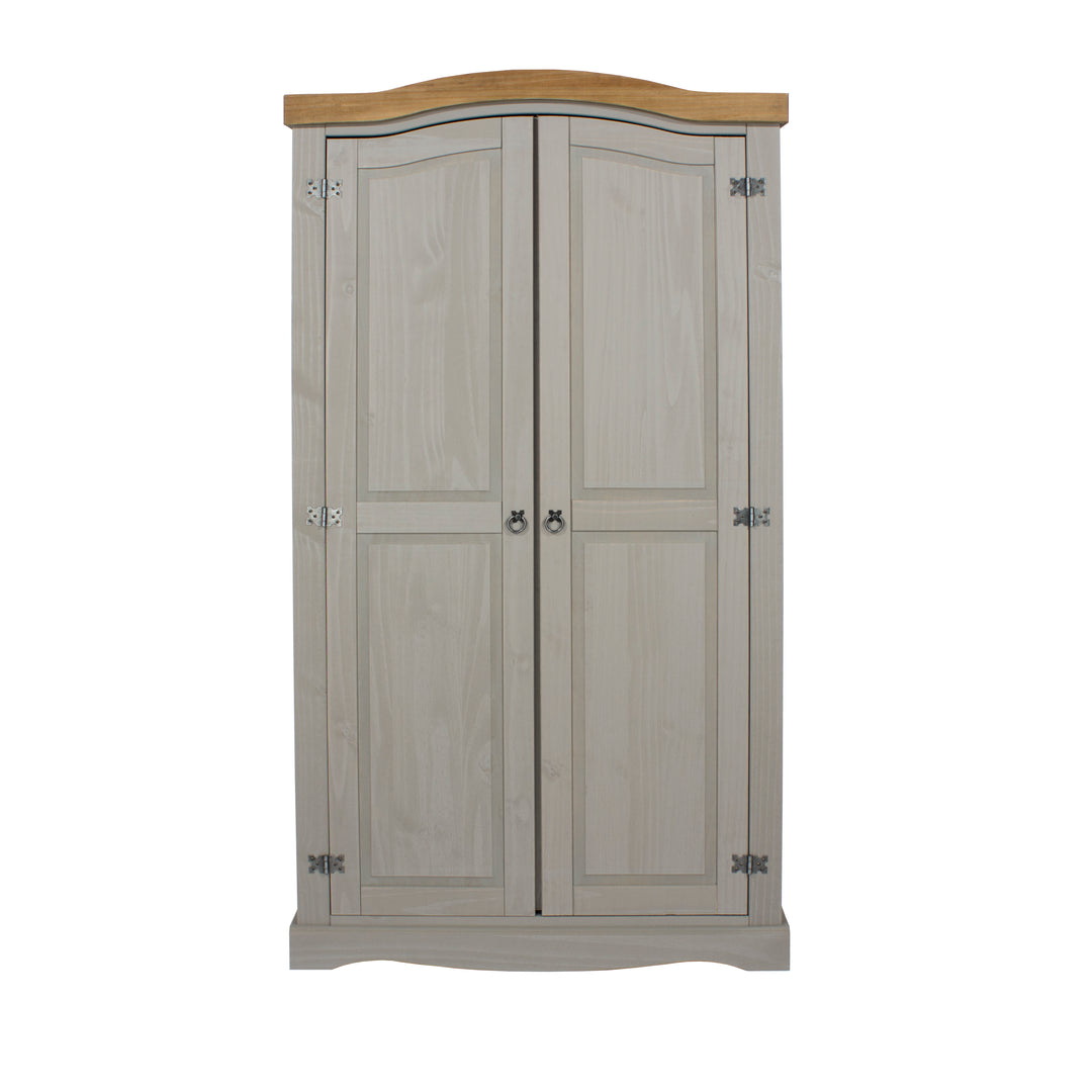 Corona Grey 2 Door Wardrobe  Grey Wax Antique Waxed Pine (DHD) Image 2