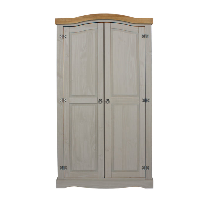 Corona Grey 2 Door Wardrobe  Grey Wax Antique Waxed Pine (DHD) Image 2