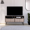 Nevada Wide Screen Tv Rack With 4 Doors Smoked Oak Bleached Grey Oak (DHD) Image 3