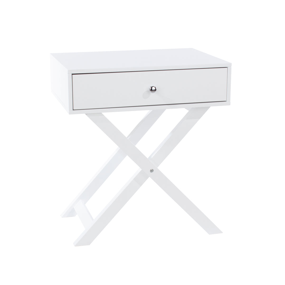Options White X Leg  1 Drawer Petite Bedside Cabinet White  (DHD) Image 3