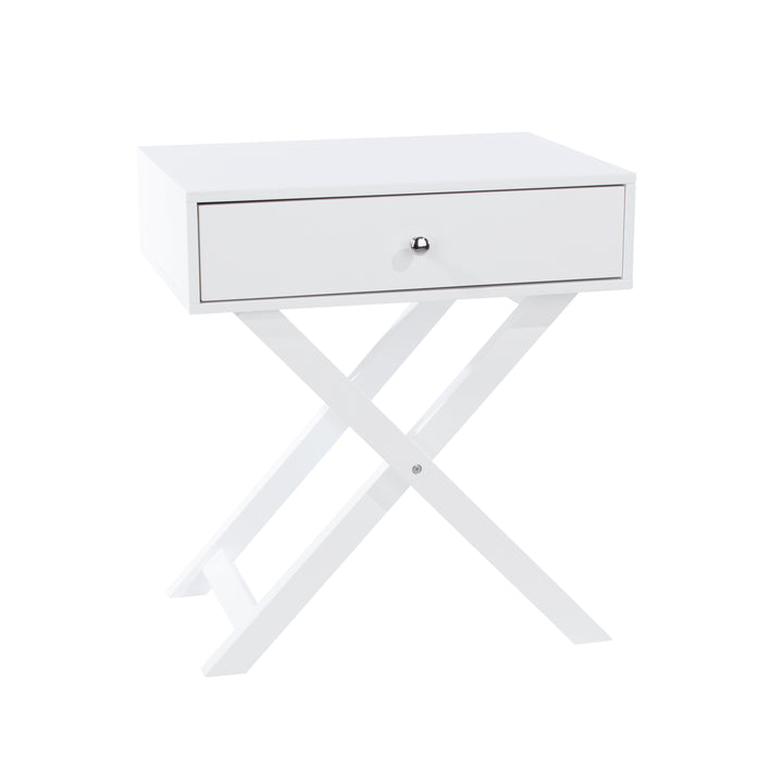 Options White X Leg  1 Drawer Petite Bedside Cabinet White  (DHD) Image 3