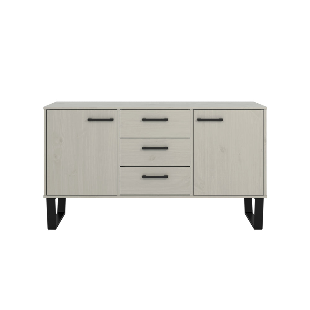 Texas Medium Sideboard With 2 Doors, 3 Drawers Grey Waxed Pine Black (DHD) Image 2