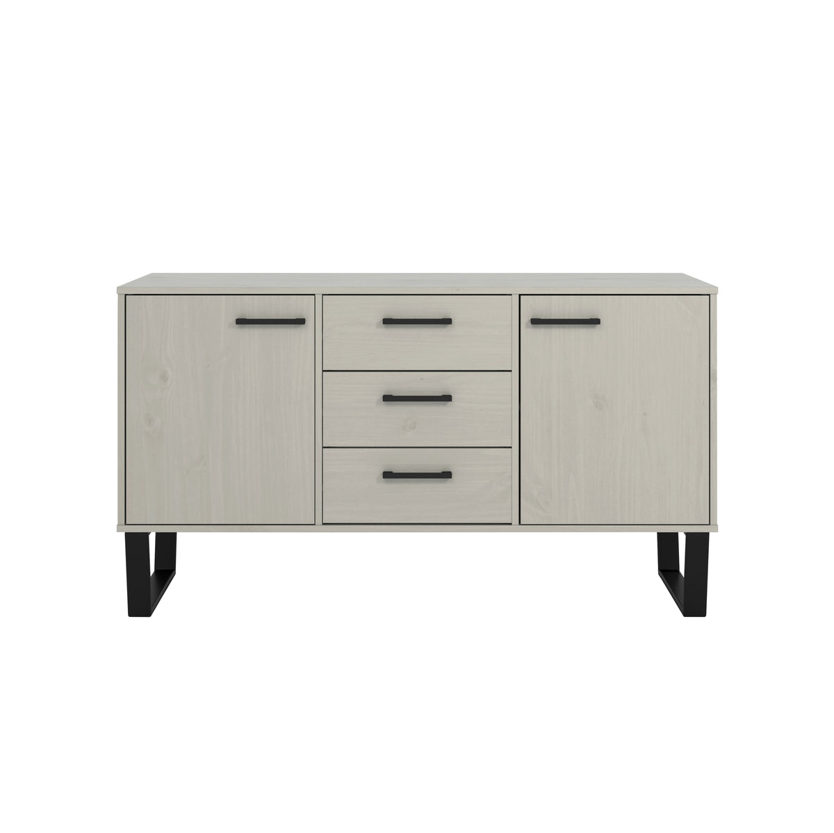 Texas Medium Sideboard With 2 Doors, 3 Drawers Grey Waxed Pine Black (DHD) Image 2