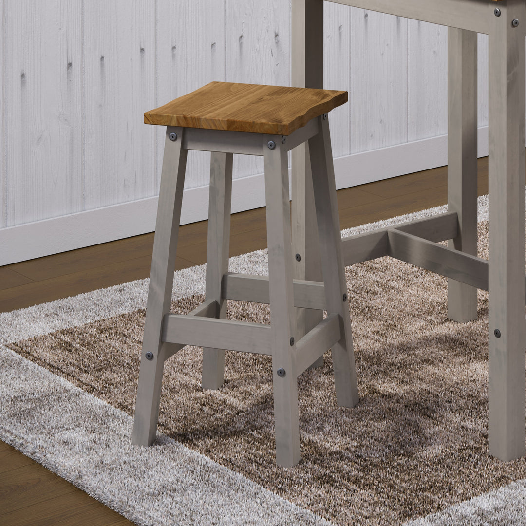 Corona Grey Live Edge High Breakfast Stools  (Pair) Grey Antique Waxed Pine (DHD) Image 4
