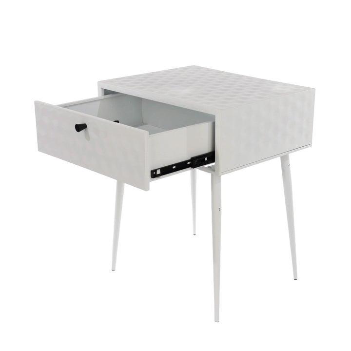 Options Saturn Metal 1 Drawer Bedside Cabinet, White With Gold Handle  White Gold (Self Assembly) (DHD)