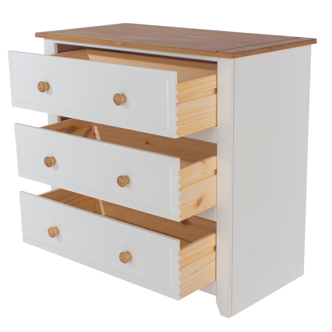 Capri 3 Drawer Chest White Antique Waxed Pine (DHD) Image 4
