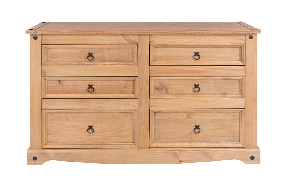Corona 3+3 Drawer Wide Chest  Antique Waxed Pine  (DHD) Image 2