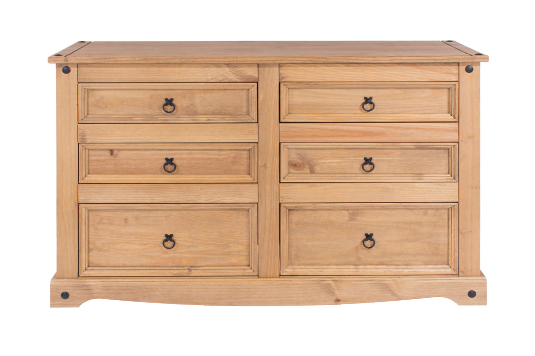 Corona 3+3 Drawer Wide Chest  Antique Waxed Pine  (DHD) Image 2