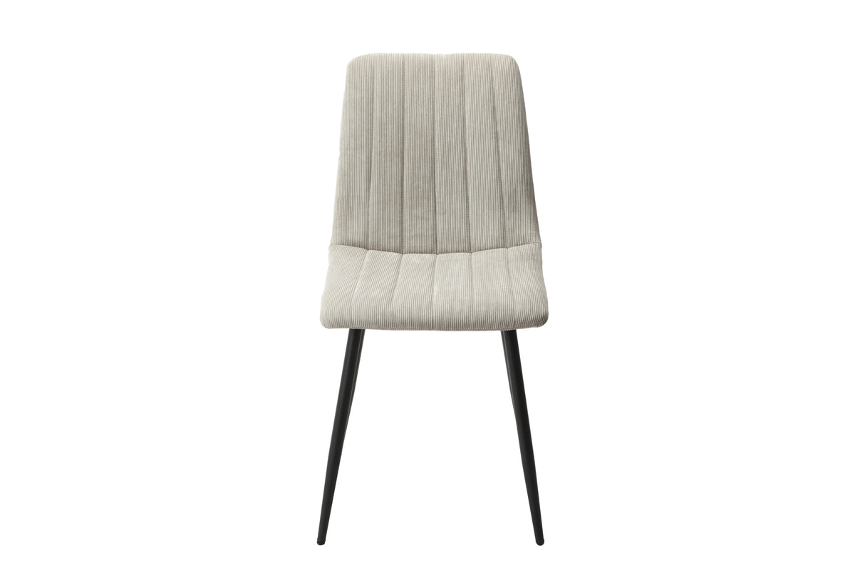 Aspen Straight Stitch Lt Grey Cord Dining Chair, Black Tapered Legs (Pair) Light Grey Black (DHD) Image 2